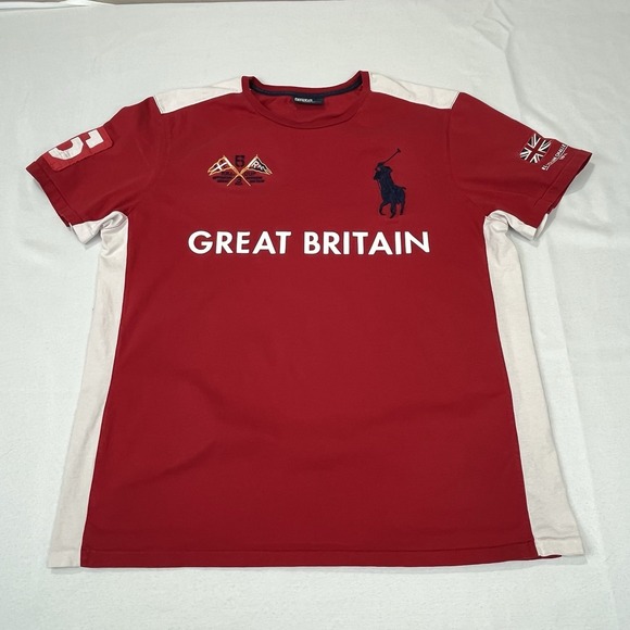 Polo‎ Ralph Lauren Shirt Mens XL Red Great Britain Ocean Challenge Big Pony - Picture 1 of 13